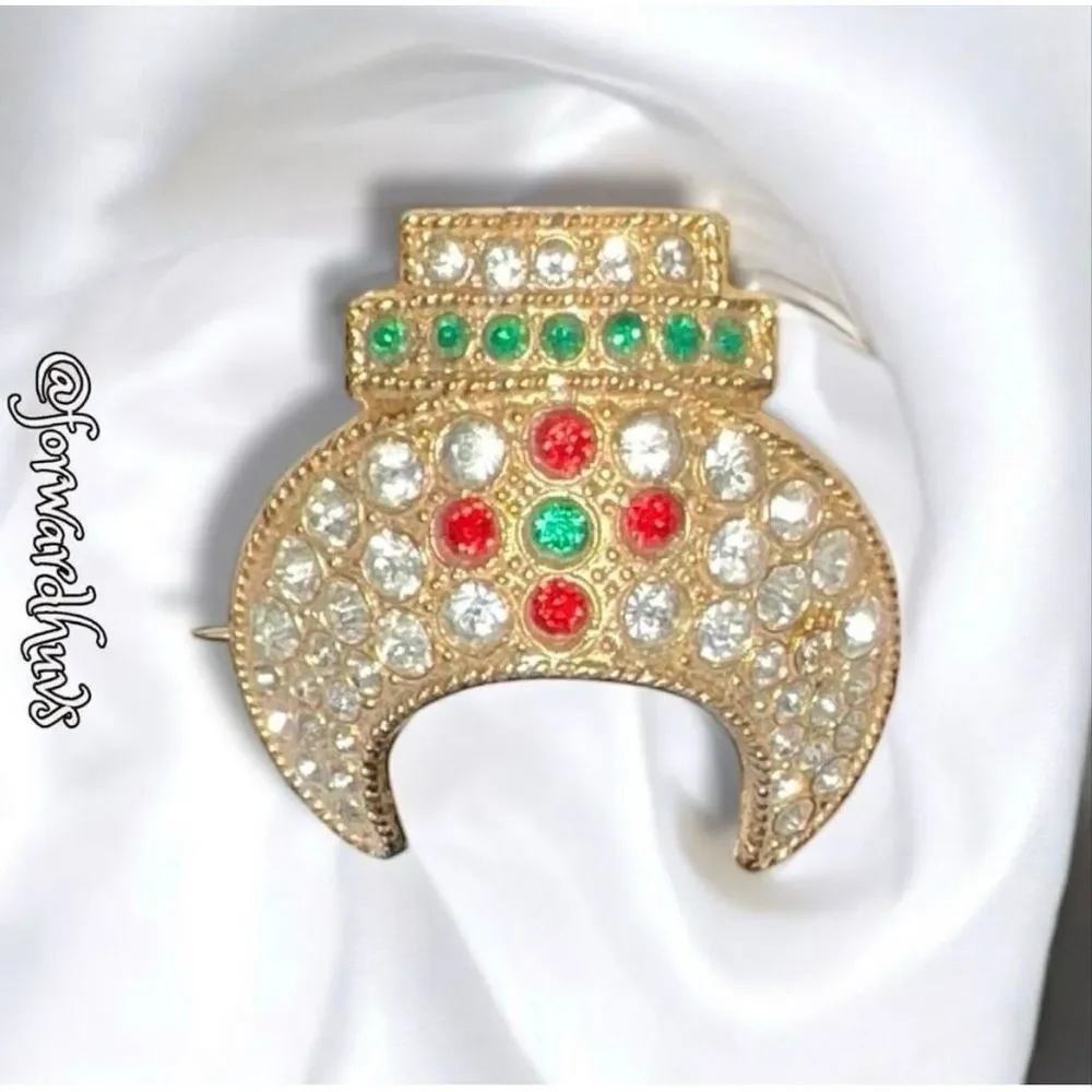 Vintage Shriners Fez Pin with Clear Rhinestone Accents